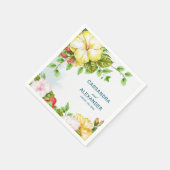 ハイビスカス熱帯フローラ結婚ズ スタンダードカクテルナプキン (角)