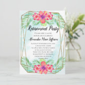 ハイビスカス熱帯ルアウ（ハワイ式宴会）ビーチ退職パーティー 招待状 (スタンド正面)