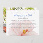 ハイビスカス熱帯産ベビーシャワーがブックカードを持ち込む インビテーションポストカード (正面/裏面)