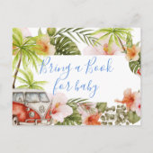 ハイビスカス熱帯産ベビーシャワーがブックカードを持ち込む インビテーションポストカード (裏面)