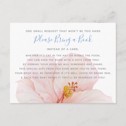 ハイビスカス熱帯産ベビーシャワーがブックカードを持ち込む インビテーションポストカード (正面)