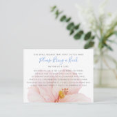 ハイビスカス熱帯産ベビーシャワーがブックカードを持ち込む インビテーションポストカード (スタンド正面)