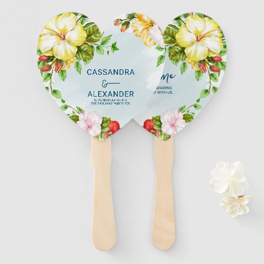 ハイビスカス熱帯結婚フローラのハンドファン ハンドファン (正面&裏面)