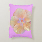 ハイビスカス熱帯花かわいい桃色の紫 アクセントクッション (裏面(縦))