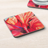 ハイビスカス熱帯花の水彩画 コースター (左側)