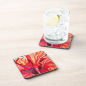 ハイビスカス熱帯花の水彩画 コースター (右側)