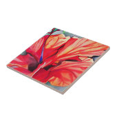 ハイビスカス熱帯花の水彩画 タイル (側面)