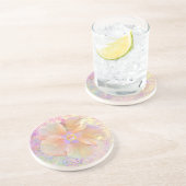 ハイビスカス熱帯花の虹色がかったピンク色の金ゴールド コースター (側面)