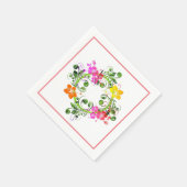 ハイビスカス熱帯花リースカラフル夏 スタンダードカクテルナプキン (角)