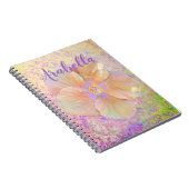 ハイビスカス熱帯花虹色ピンク金ゴールドかわいい ノートブック (右側)
