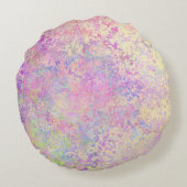 ハイビスカス熱帯花虹色ピンク金ゴールドかわいい ラウンドクッション (裏面)