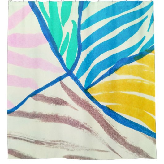 ハイビスカス熱帯葉ハワイオーナメントワルパプ シャワーカーテン (正面)