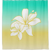 ハイビスカス砂と海グラデーション色 シャワーカーテン (正面)