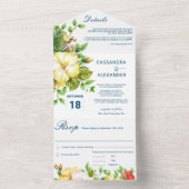 ハイビスカス結婚トロピカル オールインワン招待状 (内側)