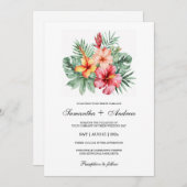 ハイビスカス結婚フラワーデザイン 招待状 (正面/裏面)
