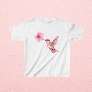 ハイビスカス花のハミングバード Tシャツ