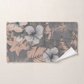 ハイビスカス花びら葉ズグレイ赤面ブルーシェード バスタオルセット (ハンドタオル)