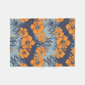 ハイビスカス花シームレスパターン、ヴィンテージフローラw フリースブランケット (正面(横))