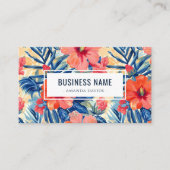 ハイビスカス花パターカラフルン花 名刺 (正面)