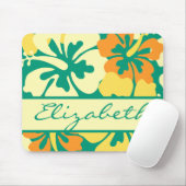 ハイビスカス花パターンモノグラム マウスパッド (マウス)