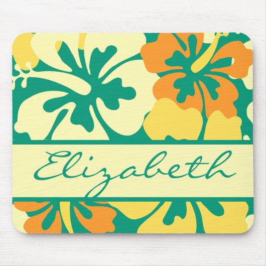 ハイビスカス花パターンモノグラム マウスパッド (正面)