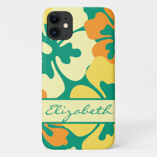 ハイビスカス花パターンモノグラム iPhone 11 ケース