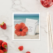 ハイビスカス花付ビーチ結婚式文房具 スタンダードカクテルナプキン (インサイチュ)