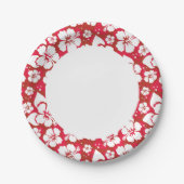 ハイビスカス花模様 ペーパープレート (正面)