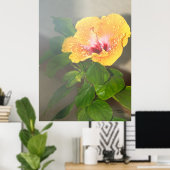 ハイビスカス花水滴ポスター ポスター (ホームオフィス)