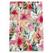 ハイビスカス花60誕生日 ミディアムペーパーバッグ (裏面)