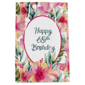 ハイビスカス花65誕生日 ミディアムペーパーバッグ (正面)