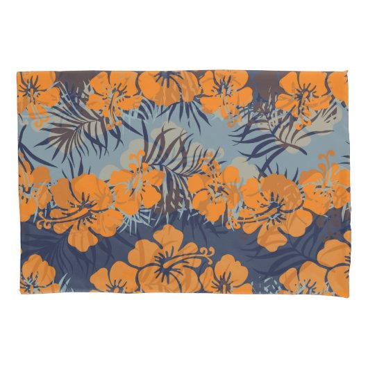 ハイビスカス花：ヴィンテージフローラ壁紙 枕カバー (正面)