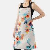 ハイビスカス花：水彩イラストレーション模様 エプロン (インサイチュ)