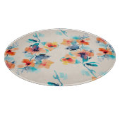 ハイビスカス花：水彩イラストレーション模様 カッティングボード (角)