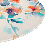 ハイビスカス花：水彩イラストレーション模様 カッティングボード (角)