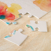 ハイビスカス花：水彩イラストレーション模様 ジグソーパズル (側面)