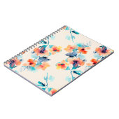 ハイビスカス花：水彩イラストレーション模様 ノートブック (左側)