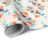 ハイビスカス花：水彩イラストレーション模様 ラッピングペーパー (ロールコーナー)