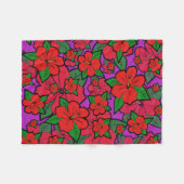 ハイビスカス花#1 フリースブランケット (正面(横))