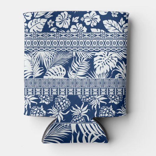 ハイビスカス葉、ハワイアンオーナメント。 缶クーラー (正面)