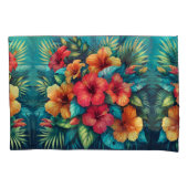 ハイビスカス調和:熱帯タペストリー枕の入り江 枕カバー (正面)