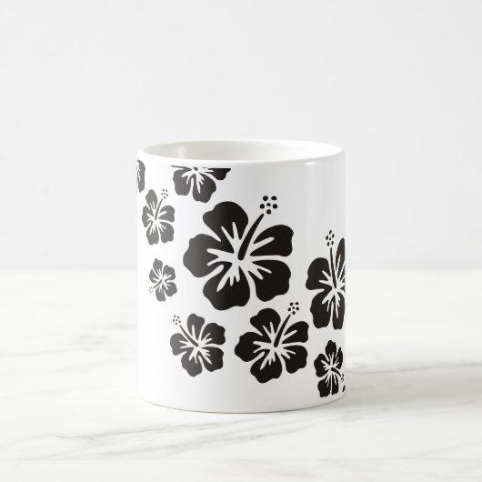 ハイビスカス開花(黒) コーヒーマグカップ (中央)