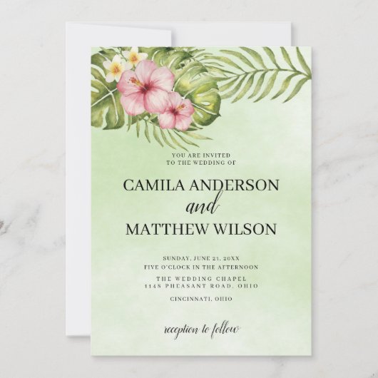 ハイビスカス離れと結婚の 招待状 (正面)