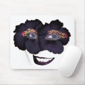 ハイビスカス顔(スマイル付き) – 黒/紫 マウスパッド (マウス)