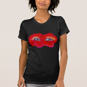 ハイビスカス顔 – 赤 Tシャツ