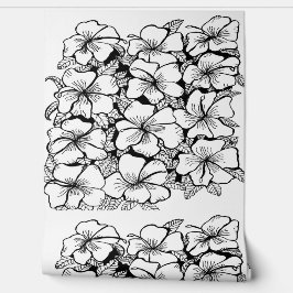 ハイビスカス黒白 壁紙