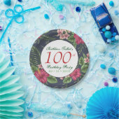 ハイビスカス100thバースデーパーティー紙プレート ペーパープレート (パーティー)