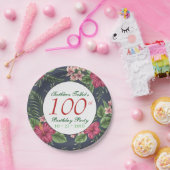 ハイビスカス100thバースデーパーティー紙プレート ペーパープレート (パーティー)