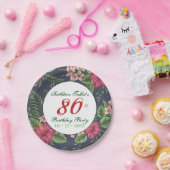 ハイビスカス80thバースデーパーティー紙プレート ペーパープレート (パーティー)