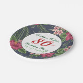 ハイビスカス80thバースデーパーティー紙プレート ペーパープレート (アングル)